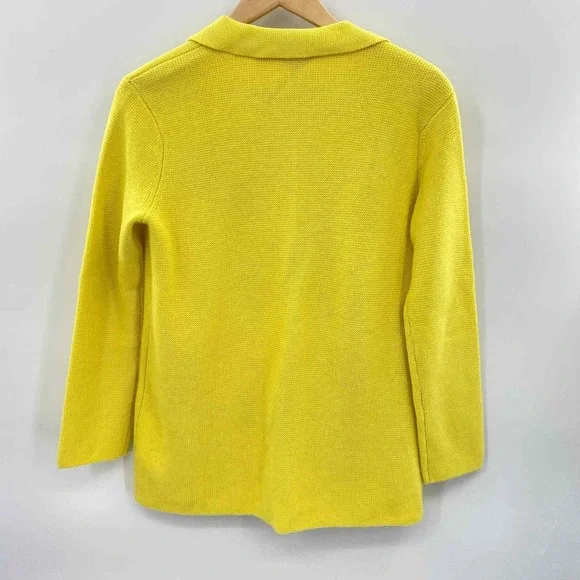 Talbots‎ Sweater Cardigan Womens Petite Yellow Wool Blend Open Front Pockets NEW